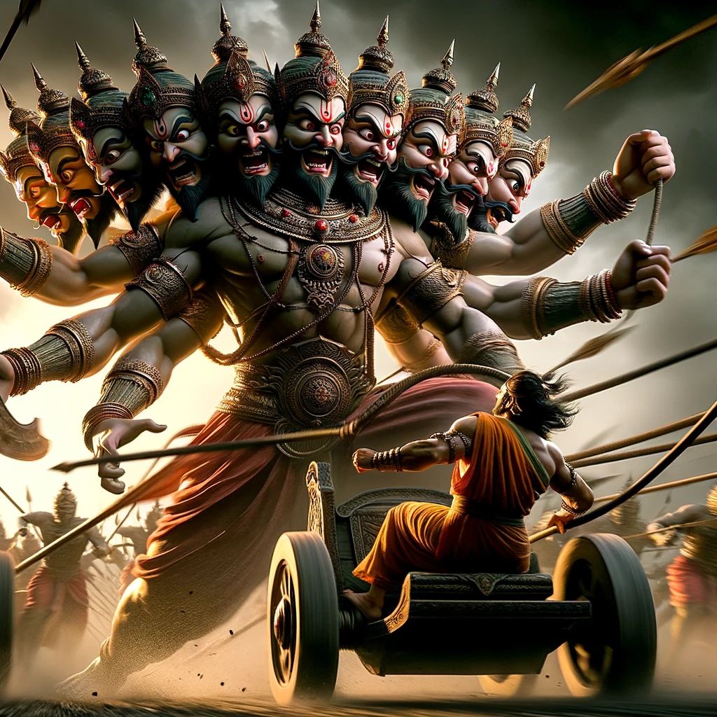 Ravana Reprimands His Charioteer and Returns to the Battle